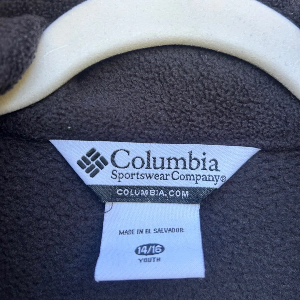 Columbia Sportswear Fleece Jacket Youth Size 14/16 Full Zip Black‎ Gray